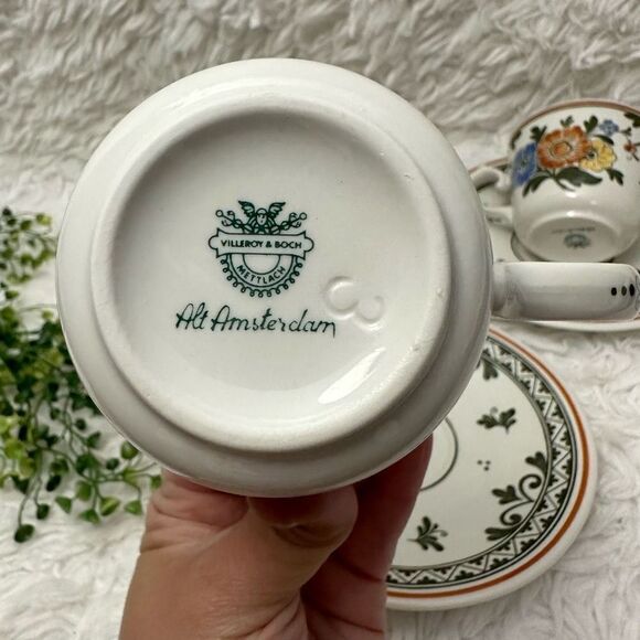 Villeroy & Boch Alt Amsterdam 3 piece Porcelain Cup & Saucer Set Rare Germany - Picture 5 of 7